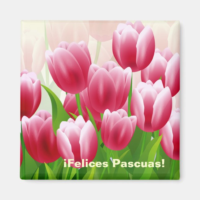 Felices Pascuas. Tulipes de printemps Magnets cade (Devant)