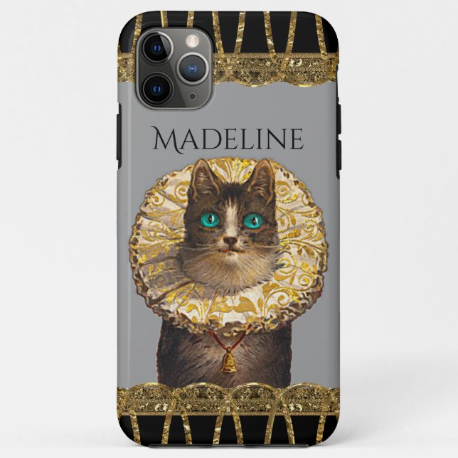 Felicette Bleu Chic French Kitty Monogram Case-Mate iPhone Case (Back)