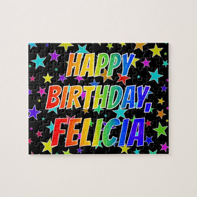 "FELICIA" First Name, Fun "HAPPY BIRTHDAY" Jigsaw Puzzle (Horizontal)