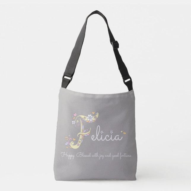 Felicia name and meaning F monogram bag (Front)