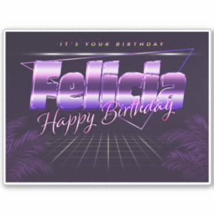 Felicia Nom Prénom lila retro Autocollant Annivers