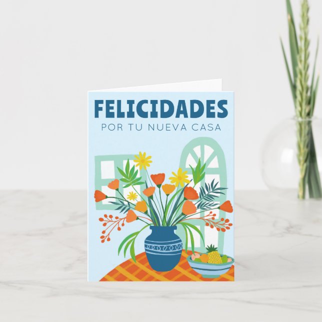 FELICIDADES CONGRATULATIONS NEW HOME Flower Vase Card (Front)