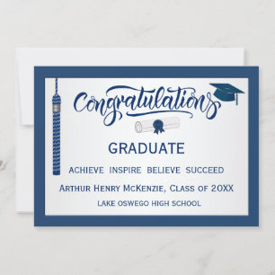 Félicitations à Tassel Blue Invitation