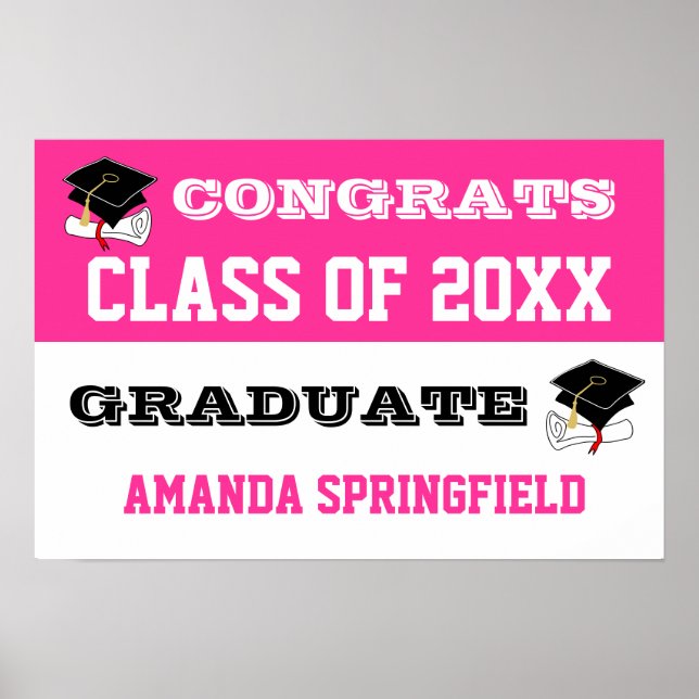 Félicitations Banner Poster rose (Devant)