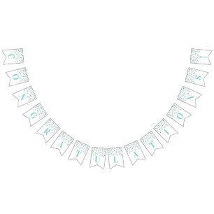 Félicitations Bannière Turquoise Silver Confetti