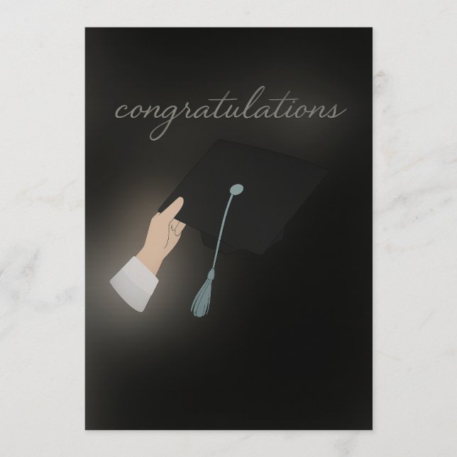 Félicitations Carte de Graduation - Noir & Élégant (Devant)