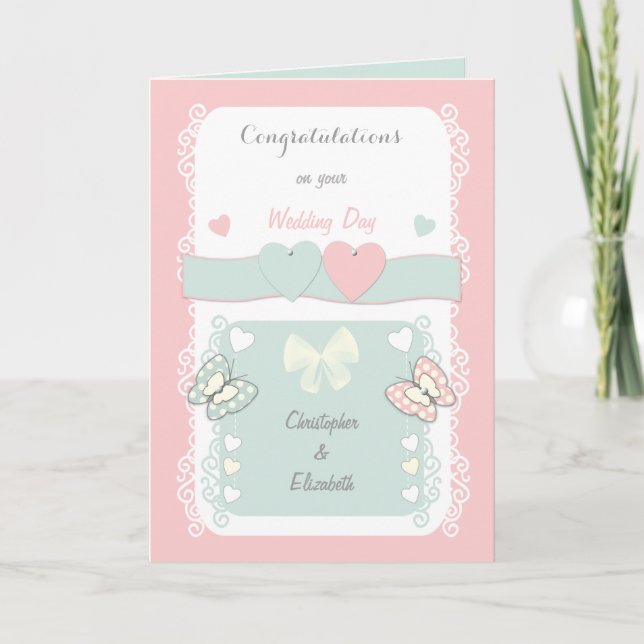 Félicitations carte de mariage shabby chic (Devant)