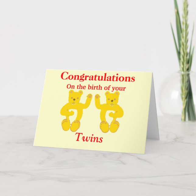 Félicitations Carte de naissance Twins personnalis (Devant)