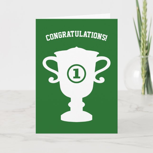 Félicitations carte de voeux avec trophée de sport (Devant)