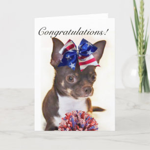 Félicitations carte Pom-pom girl chihuahua chien