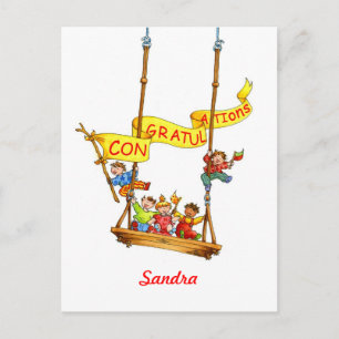 Félicitations Carte postale Enfants Swing Annivers