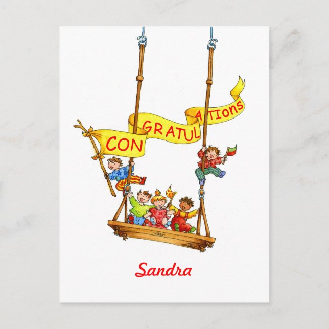 Félicitations Carte postale Enfants Swing Annivers (Devant)
