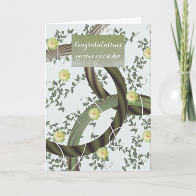 Félicitations Carte Vins verts Floral Moderne (Devant)