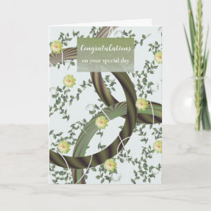 Félicitations Carte Vins verts Floral Moderne