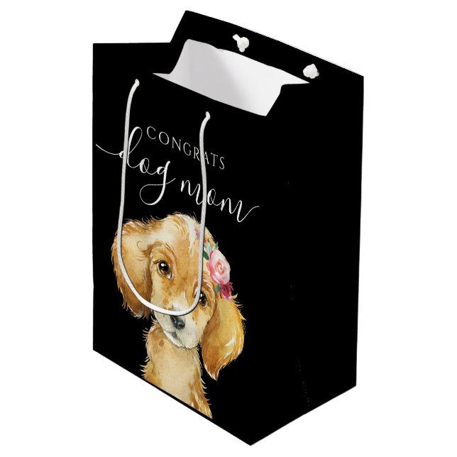Félicitations Chien Maman Sac cadeau (Devant Angle)
