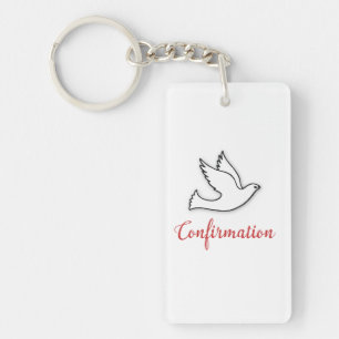 Félicitations Confirmation Colombe avec Or/Rouge