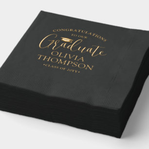 Félicitations Diplômé Élégant Noir et Or