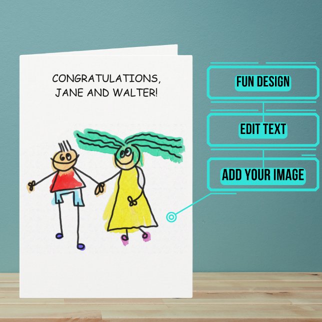 Félicitations du jour du mariage Carte Customisée (Send your love and congratulations with a modern and unique twist.)