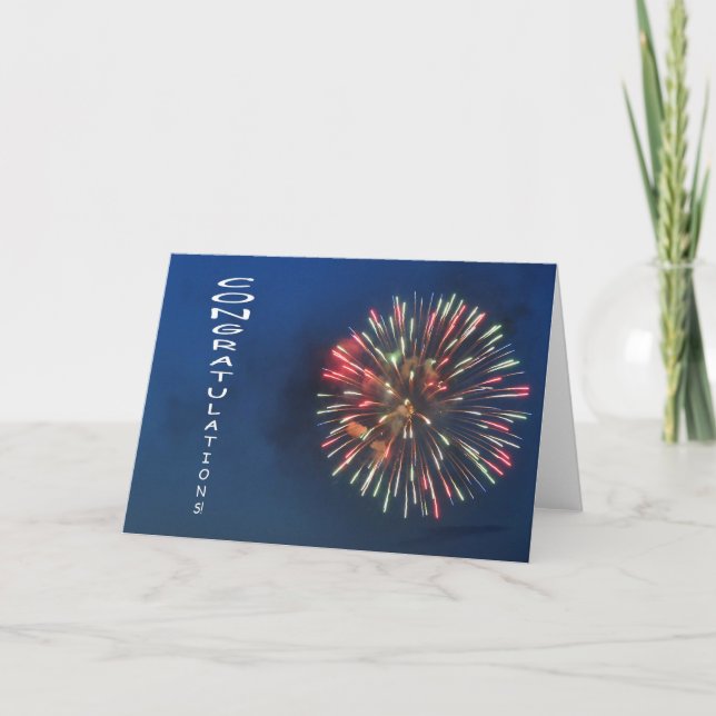 Félicitations et feux d'artifice - Carte d'Art Cad (Devant)
