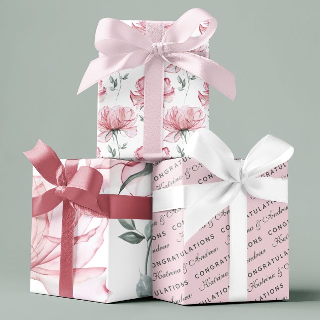 Félicitations Feuilles de papier à enveloppement f (Congratulate a special couple with these personalized wrapping paper sheets! )