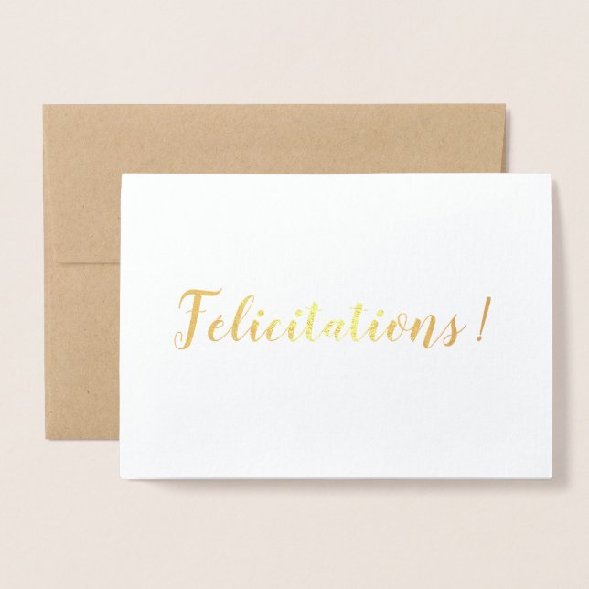 Félicitations French Congratulations Brush Script Foil Card (Front With Envelope)