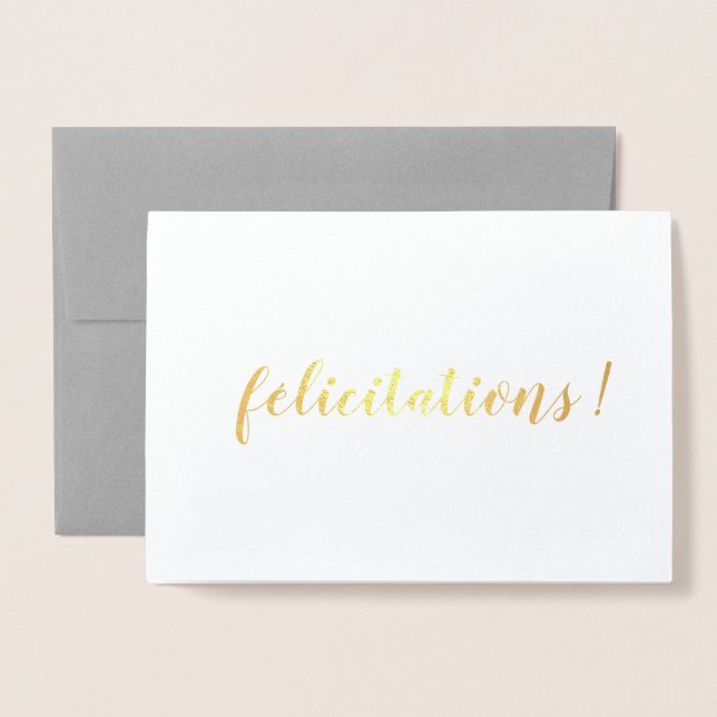 Félicitations French Congratulations Brush Script Foil Card (Front With Envelope)