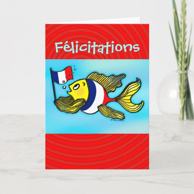 FÉLICITATIONS French Flag Fish funny greeting card (Front)
