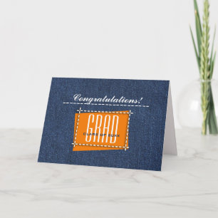 Félicitations Grad. Carte personnalisée Denim Moti
