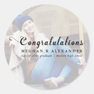 Félicitations Graduate Photo and Name Sticker