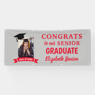 Félicitations Gradué sur mesure bannière Red Gr