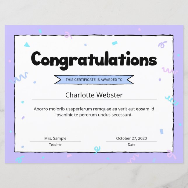 Félicitations Modèle du Prix du Certificat (Devant)