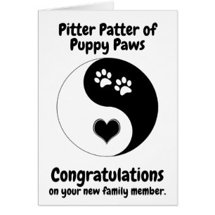 Félicitations Nouveau Chien Paws Coeur Yin Yang Pu