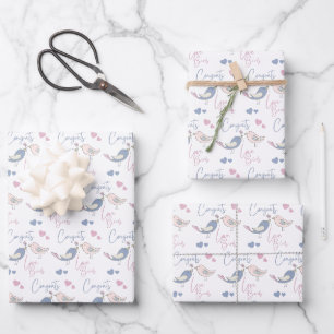 Félicitations Oiseaux de l'Amour Feuilles d'Emball