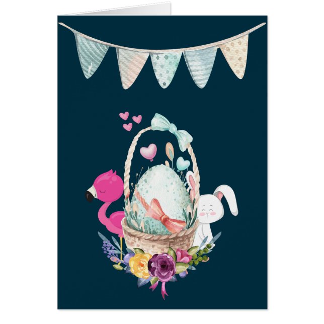 Félicitations pour bébés avec Flamant rose d'oeufs (Devant)