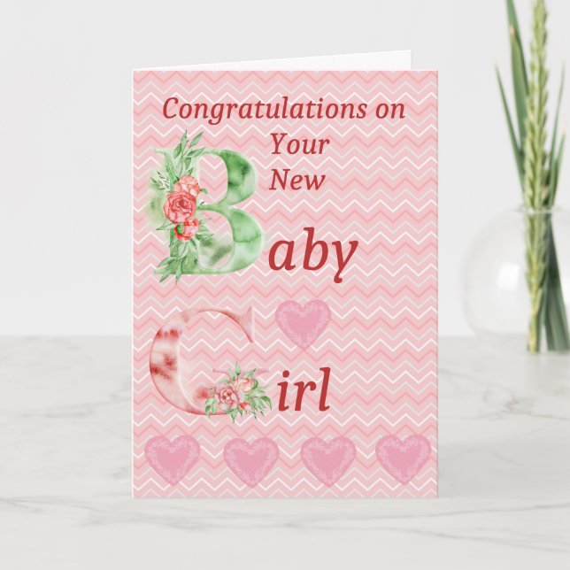 Félicitations pour la nouvelle carte bébé fille en (Devant)