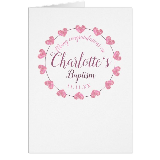 félicitations pour le baptême rose et blanc de la  (Devant)