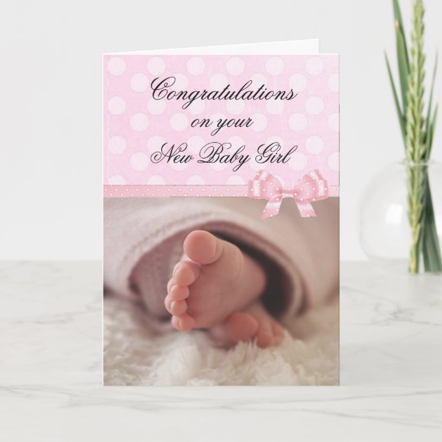 Félicitations pour votre nouvelle carte rose bébé  (Devant)