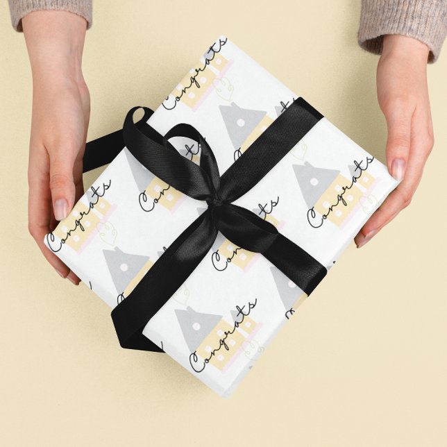 Félicitations Pour Votre Nouvelle Feuille De Papie (Congratulate someone special on their new home with this fun wrapping paper set! )