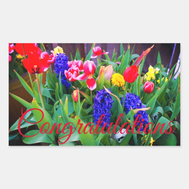 Félicitations Stickers #3 Fleurs de Printemps (Devant)