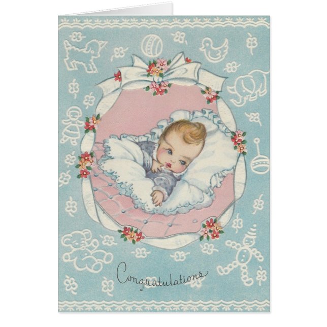 Félicitations vintages pour bébé (Devant)