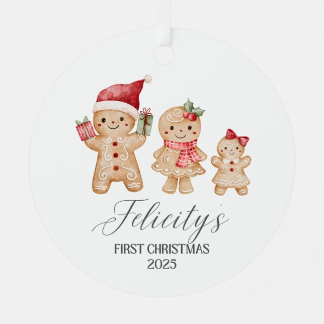 Felicity Personalized Baby's First Christmas Metal Ornament (Front)