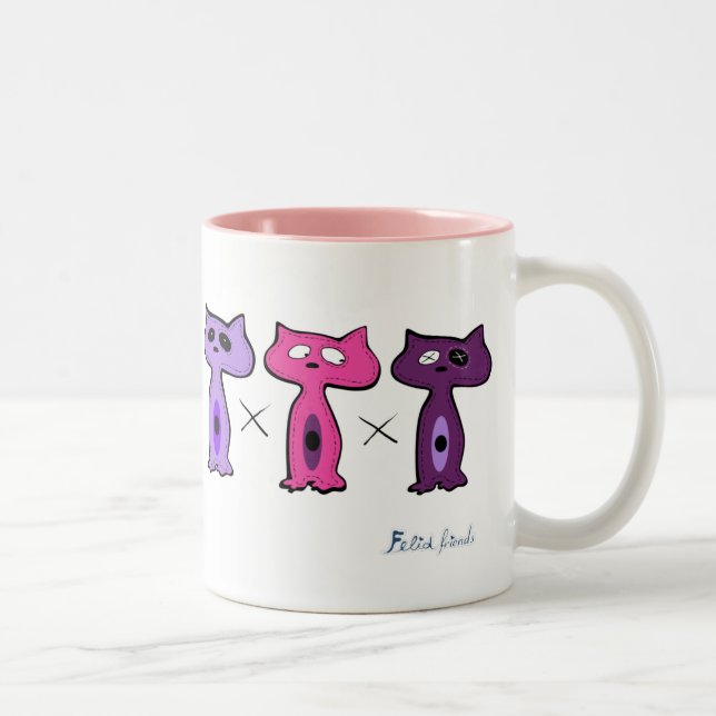 Felid Friends Two-Tone Coffee Mug (Right)