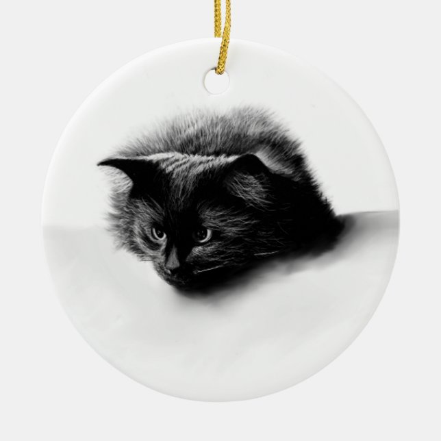 Félin noir ornement de Noël (Devant)