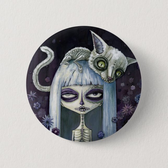 Felina de los muertos 2 inch round button (Front)