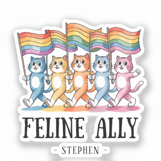Feline Ally – Rainbow Cat LGBTQ Pride (Front)