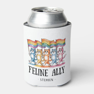 Feline Ally – Rainbow Cat LGBTQ Pride Can Cooler