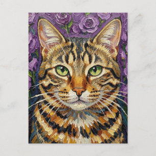 Feline and Floral   Just Saying Hi Postcard