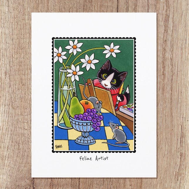 Feline Artist Fun Cat Painting Custom Postcard (Creator Uploaded)