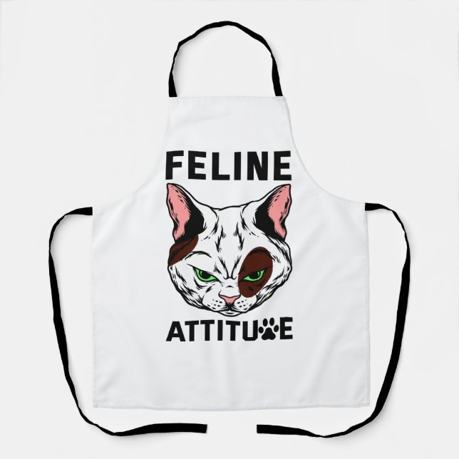 Feline Attitude Cat Mood Pet Character Apron (Front)