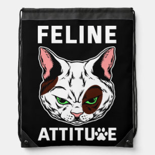 Feline Attitude Cat Mood Pet Character Drawstring Bag